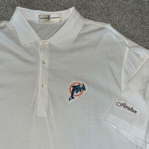 Vintage Miami Dolphins logo The Floridian Golf Club Polo Shirt White Retro Tall